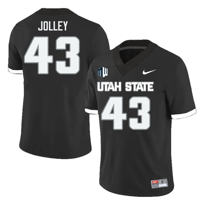 Utah State Aggies #43 Kaden Jolley College Football Jerseys Stitched Sale-Black